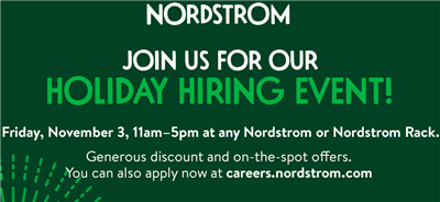 Nordstrom to hire 11,400 workers in U.S. and Canada for holiday