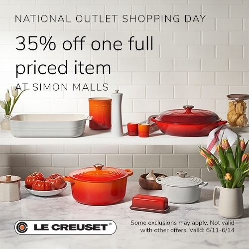 35% off one full priced item! from Le Creuset at Seattle Premium